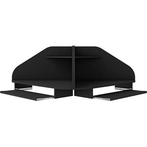 eden home wood 2 pc floating cubicle section desk set in black