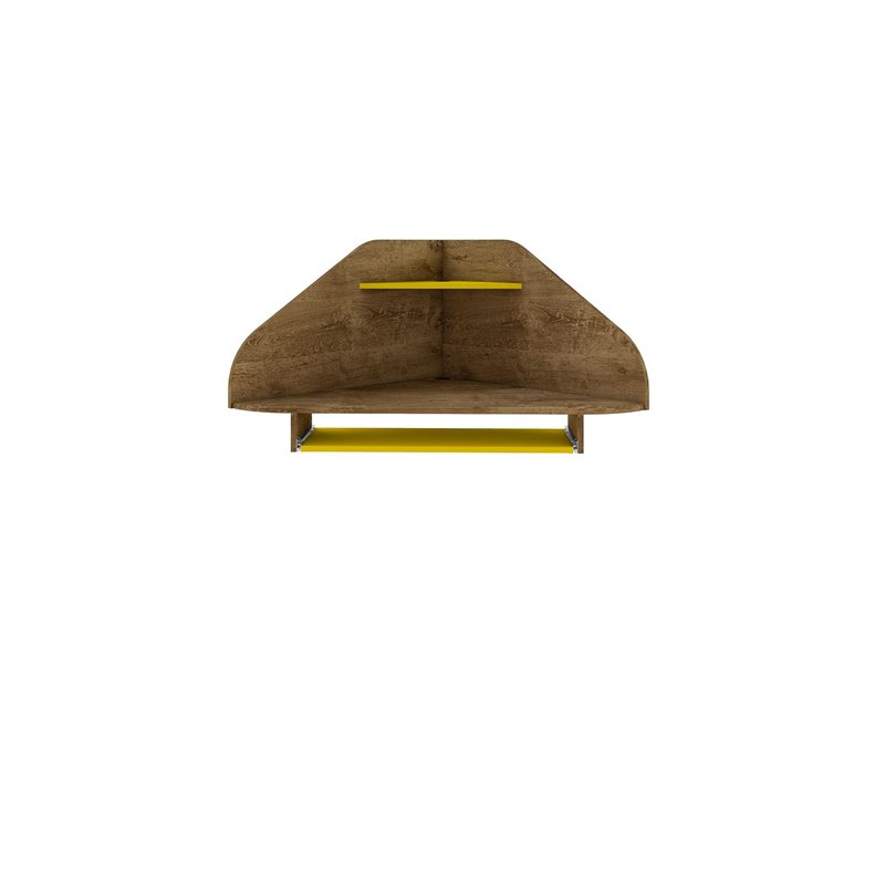 Eden Home Wood 2 PC Floating Cubicle Section Desk Set in Rustic Brown & Yellow