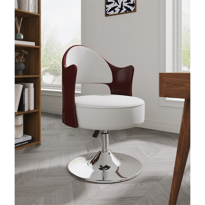 Eden Home Faux Leather Accent Chair with Adjustable Height in White (Set of 2)