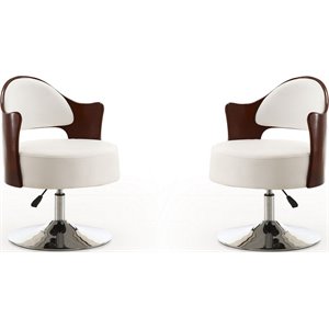 Eden Home Faux Leather Accent Chair with Adjustable Height in White (Set of 2)