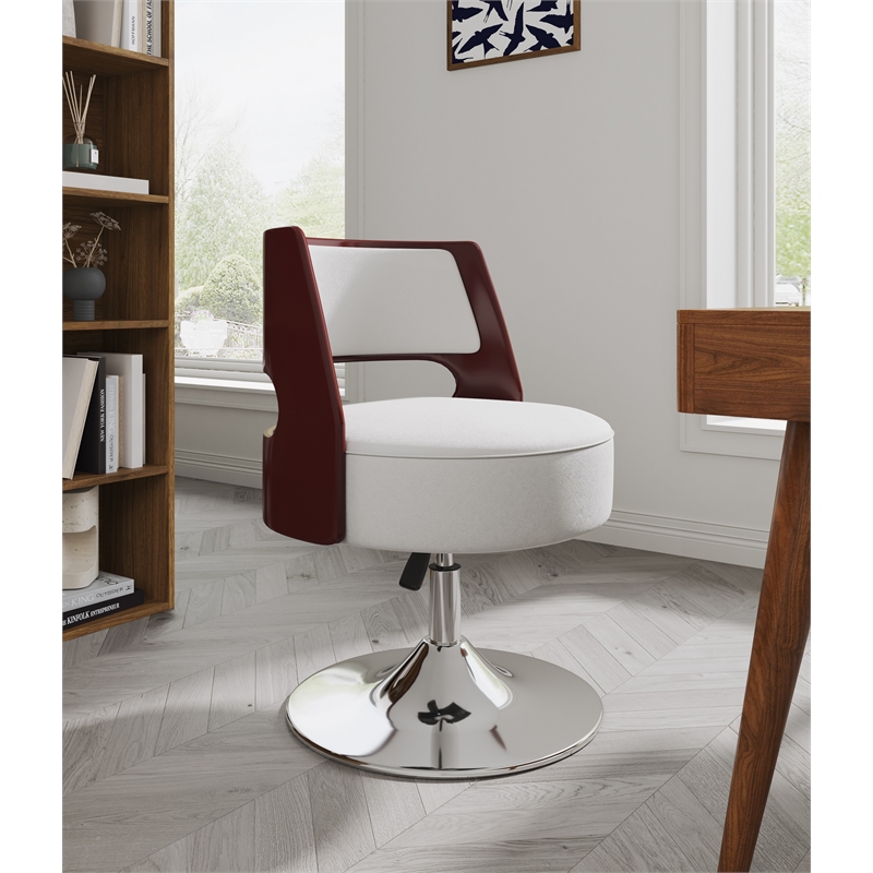 Eden Home Adjustable Height Faux Leather Accent Chair in White (Set of 2)