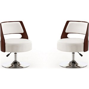 Eden Home Adjustable Height Faux Leather Accent Chair in White (Set of 2)