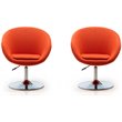 Eden Home Adjustable Height Modern Fabric Accent Chair in Orange (Set of 2)