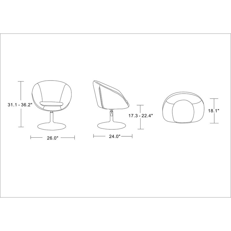 Eden Home Adjustable Height Modern Faux Leather Accent Chair in White (Set of 2)