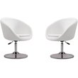 Eden Home Adjustable Height Modern Faux Leather Accent Chair in White (Set of 2)