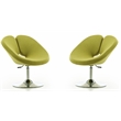 Eden Home Modern Fabric & Metal Accent Chair in Green/Chrome (Set of 2)