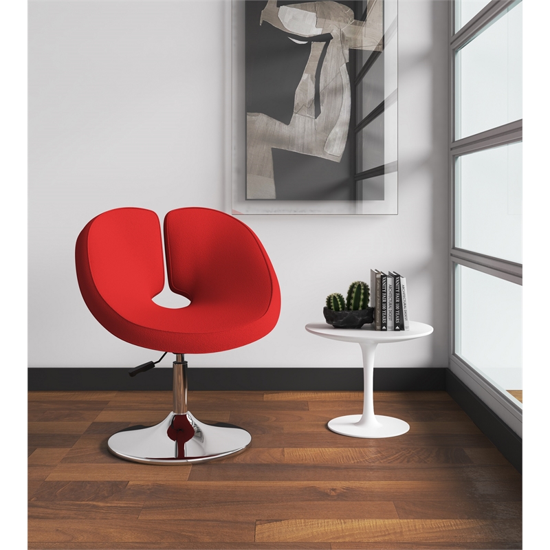 Eden Home Modern Fabric & Metal Accent Chair in Red/Chrome (Set of 2)