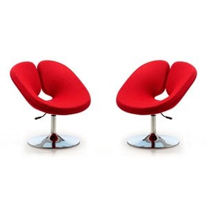Eden Home Modern Fabric & Metal Accent Chair in Red/Chrome (Set of 2)