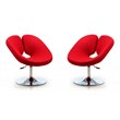Eden Home Modern Fabric & Metal Accent Chair in Red/Chrome (Set of 2)
