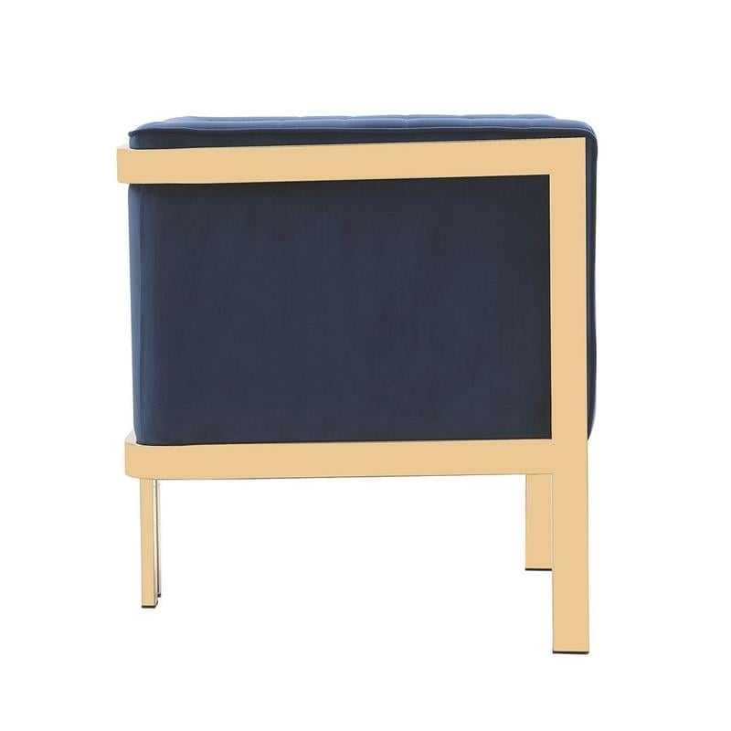 Eden Home Modern Velvet & Metal Accent Armchair in Royal Blue/Polished Brass