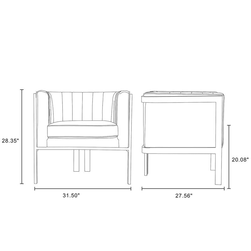 Eden Home Modern Velvet & Metal Accent Armchair in Forest Green/Polished Brass