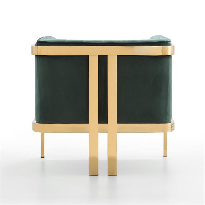 Eden Home Modern Velvet & Metal Accent Armchair in Forest Green/Polished Brass