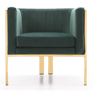 eden home forest green and polished brass velvet accent armchair