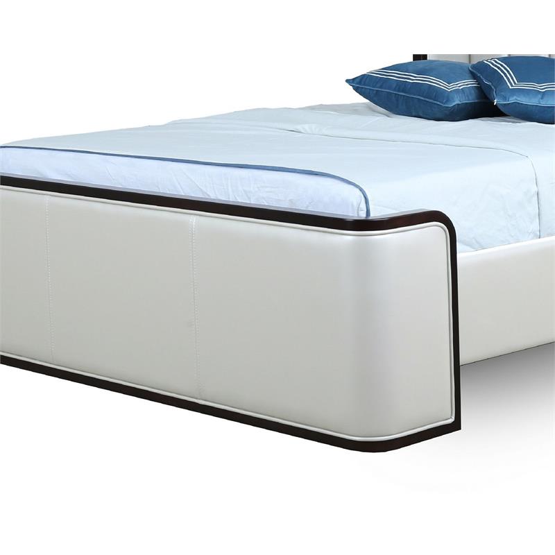 Eden Home Upholstered Modern Faux Leather Full Bed Frame in Cream