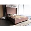 Eden Home Upholstered Modern Velvet Full Bed Frame in Blush Pink/Brown