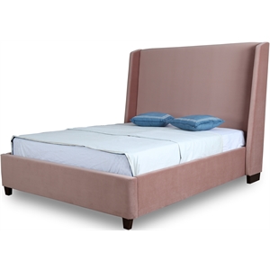 eden home upholstered modern velvet full bed frame in blush pink/brown