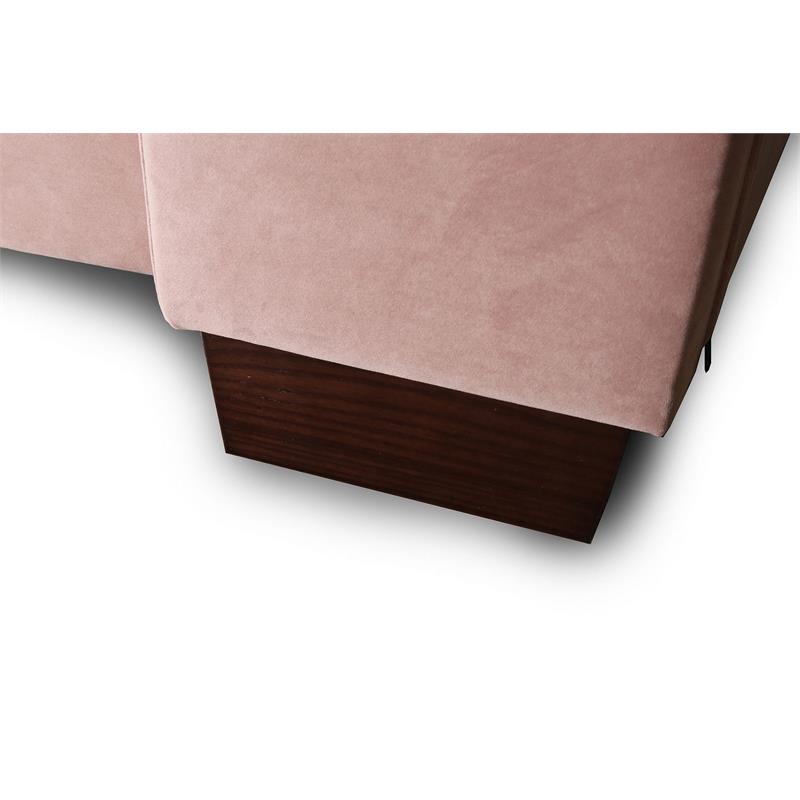 Eden Home Upholstered Modern Velvet Full Bed Frame in Blush Pink/Brown