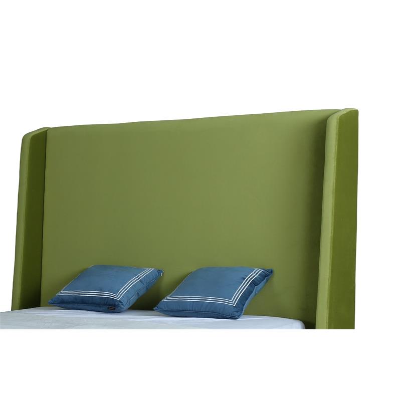 Eden Home Upholstered Modern Velvet Full Bed Frame in Green/Brown