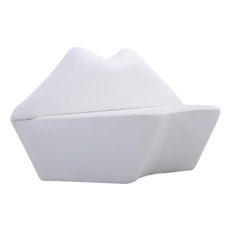 Eden Home Lip-Shaped Modern Faux Leather 2-Seater Loveseat in White