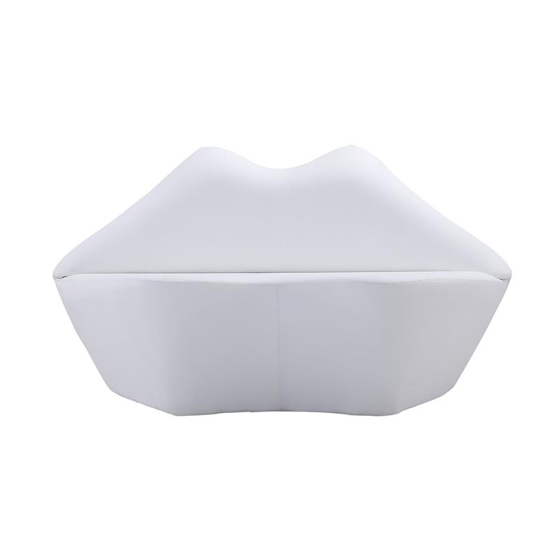 Eden Home Lip-Shaped Modern Faux Leather 2-Seater Loveseat in White