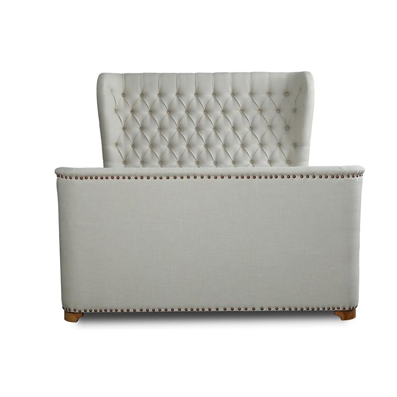Eden Home Upholstered Tufted Traditional Fabric Full Bed Frame in Ivory