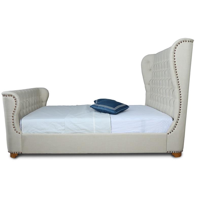 Eden Home Upholstered Tufted Traditional Fabric Full Bed Frame in Ivory