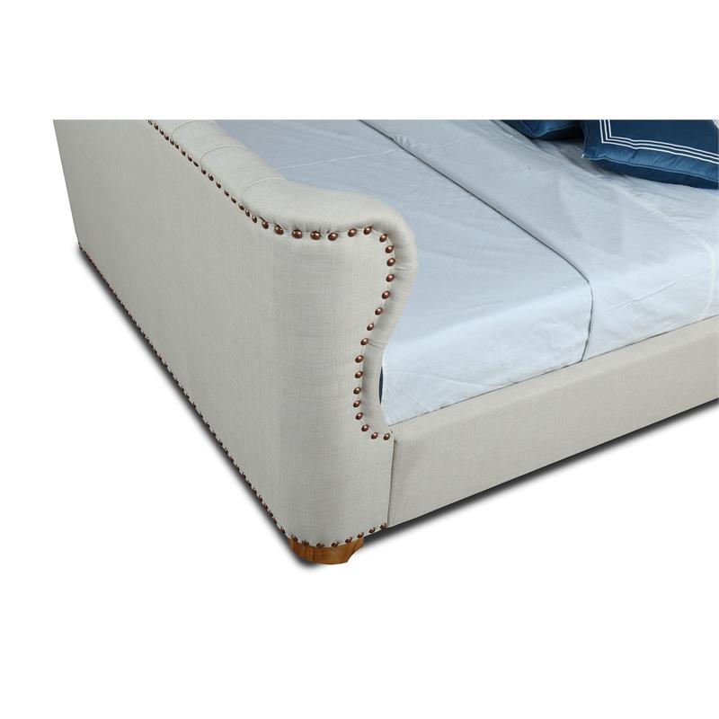 Eden Home Upholstered Tufted Traditional Fabric Full Bed Frame in Ivory