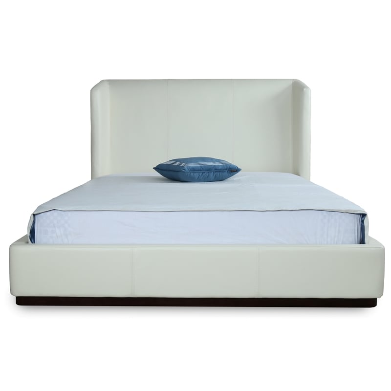 Eden Home Upholstered Contemporary Faux Leather Full Bed Frame in Cream