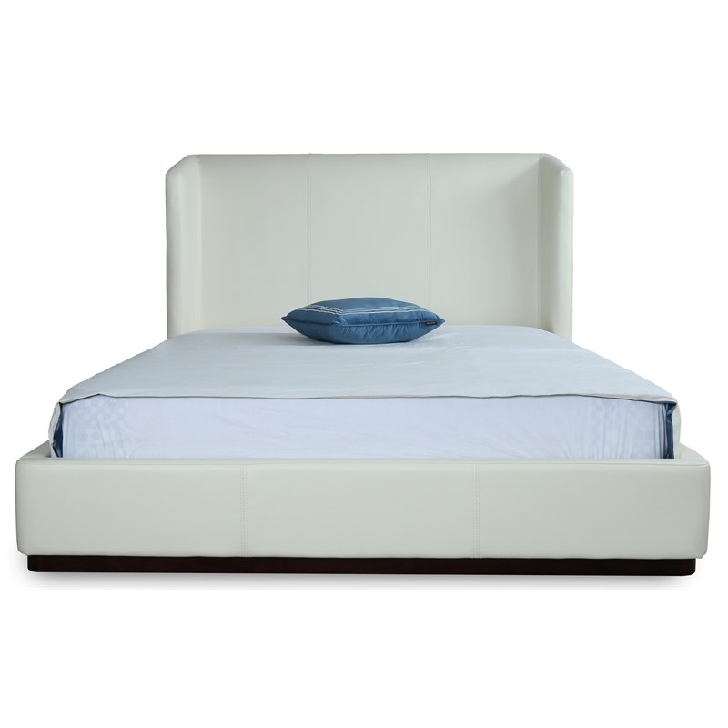 Eden Home Upholstered Contemporary Faux Leather Queen Bed Frame in Cream