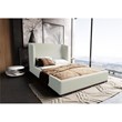 Eden Home Upholstered Contemporary Faux Leather Queen Bed Frame in Cream