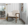 Eden Home Upholstered Modern Fabric & Wood Accent Chair in Cream/Walnut