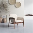 Eden Home Upholstered Modern Fabric & Wood Accent Chair in Cream/Walnut