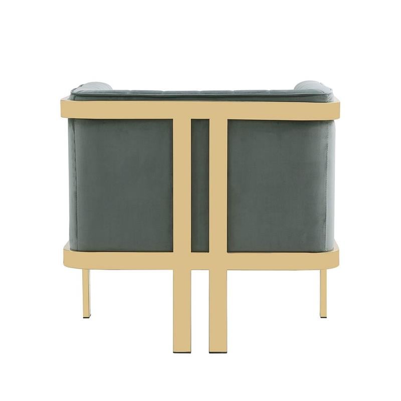 Eden Home Modern Velvet & Metal Accent Armchair in Warm Gray/Polished Brass