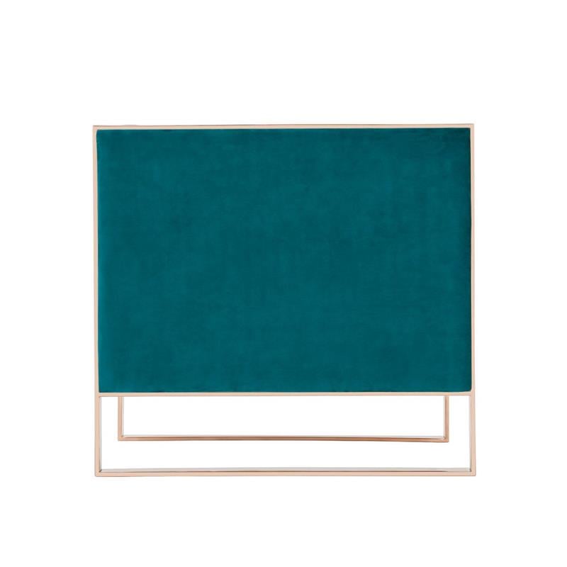 Eden Home Upholstered Modern Velvet & Metal Accent Chair in Teal Blue/Rose Gold