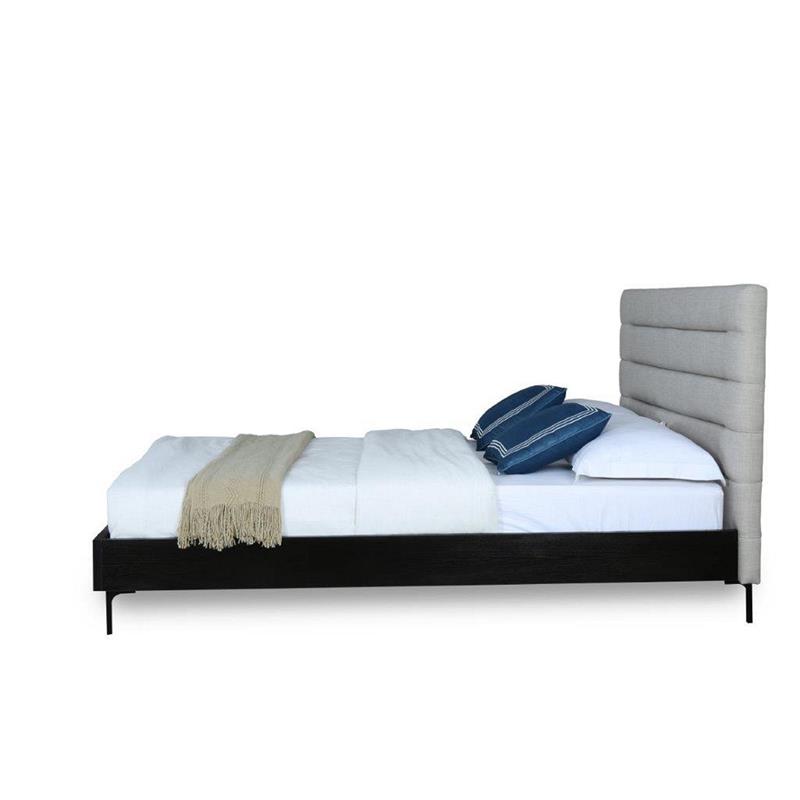 Eden Home Upholstered Mid-Century Fabric Full Bed Frame in Light Gray