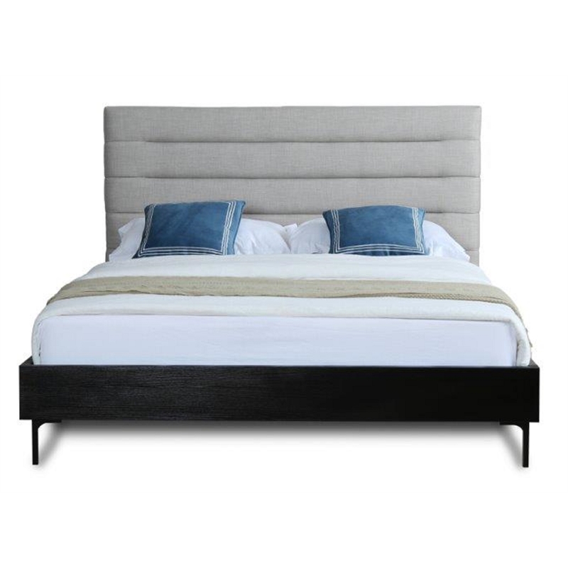 Eden Home Upholstered Mid-Century Fabric Full Bed Frame in Light Gray