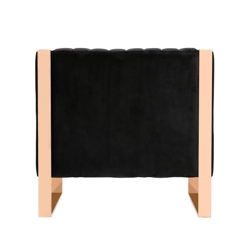 Eden Home Upholstered Modern Velvet & Metal Accent Chair in Black/Rose Gold