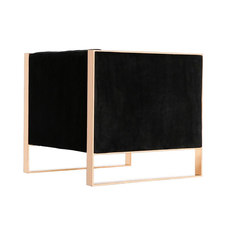 Eden Home Upholstered Modern Velvet & Metal Accent Chair in Black/Rose Gold