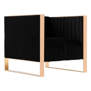 Eden Home Upholstered Modern Velvet & Metal Accent Chair in Black/Rose Gold