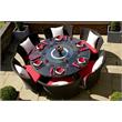 Eden Home 7-Piece Wicker / Rattan & Fabric Outdoor Dining Set in Black/Red