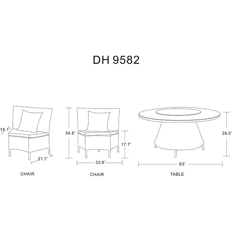 Eden Home 7-Piece Wicker / Rattan & Fabric Outdoor Dining Set in Black/Red