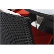 Eden Home 7-Piece Wicker / Rattan & Fabric Outdoor Dining Set in Black/Red