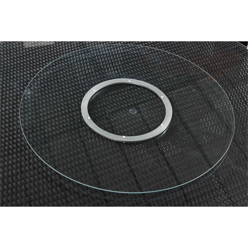 Eden Home 7-Piece Wicker / Rattan & Fabric Outdoor Dining Set in Black/Green