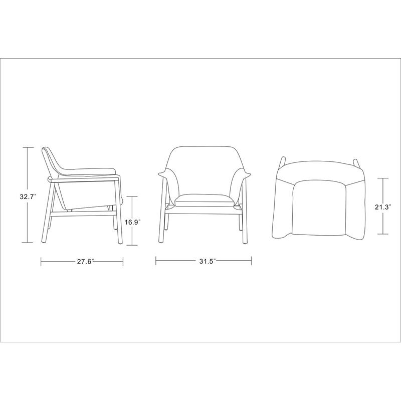 Eden Home Modern Fabric Accent Chair in Gray/Walnut (Set of 2)