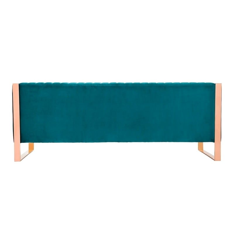 Eden Home 3-Piece Modern Velvet/Metal Sofa Set in Teal Blue/Rose Gold