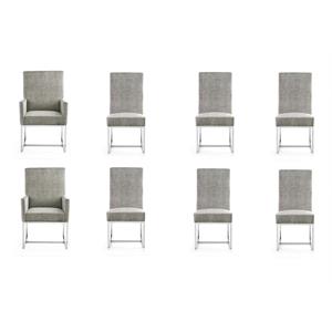 Eden Home 18.9&quot Modern Velvet Dining Chair in Steel Gray (Set of 8)