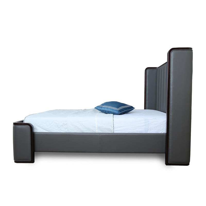 Eden Home Upholstered Modern Faux Leather Queen Bed Frame in Graphite Gray