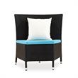 Eden Home 7-Piece Wicker / Rattan & Fabric Outdoor Dining Set in Black/Sky Blue