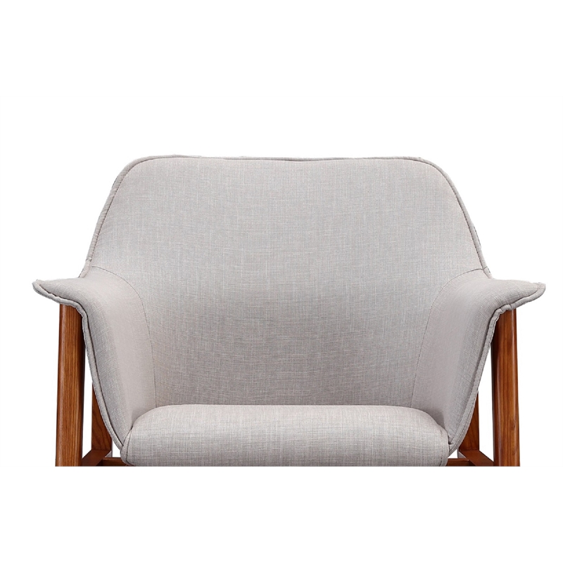 Eden Home Modern Fabric Upholstered Accent Chair in Gray/Walnut