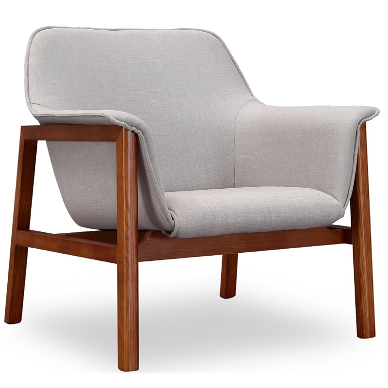 Eden Home Modern Fabric Upholstered Accent Chair in Gray/Walnut